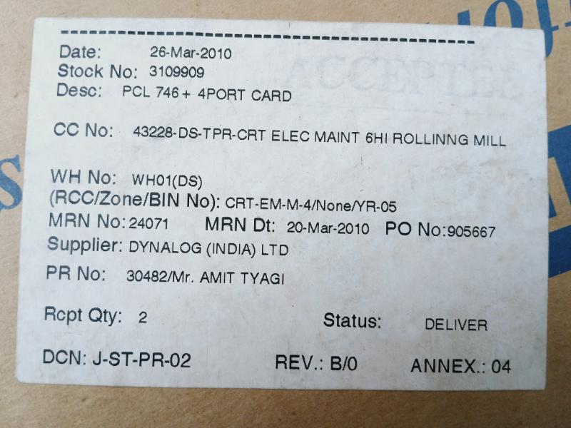 Adavantech Pcl-746+ 4 Port Rs232/422/485 Card Rev B1 01-3 W/ Driver Cd-rom