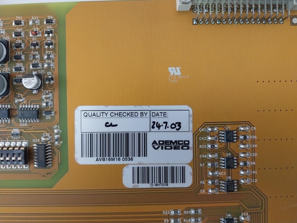Ademco Video Vblx16M08/16 Video Input Pcb Module - 16|P Avb16M16 Rev 1.1 2/2001