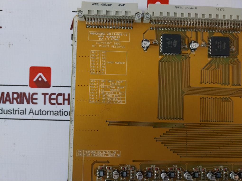 Ademco Video Vblx16M08/16 Video Input Pcb Module - 16|P Avb16M16 Rev 1.1 2/2001