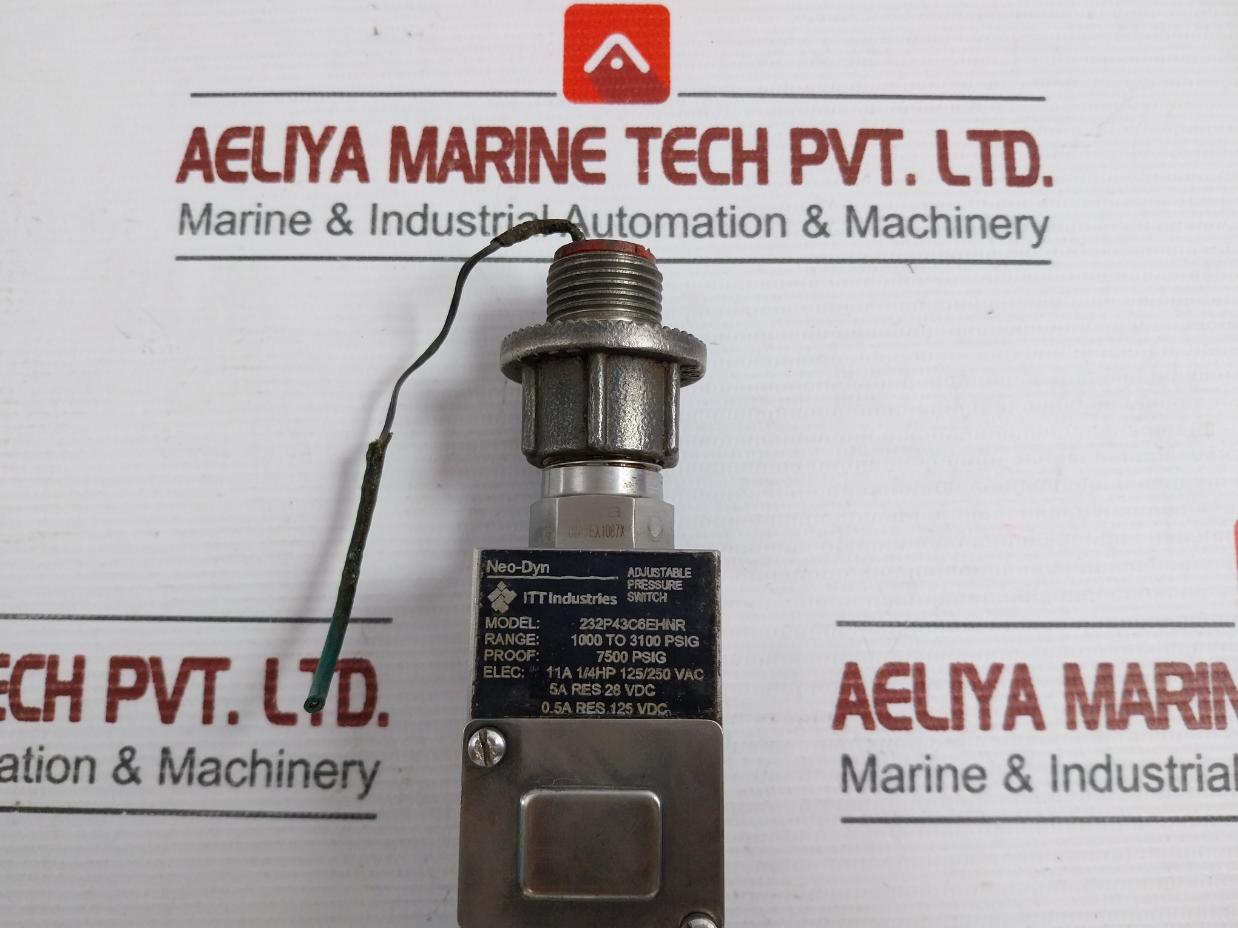 Adjustable Pressure Switch Brand Itt 11A 1/4Hp 125/250 Vac 232P43C6Ehnr