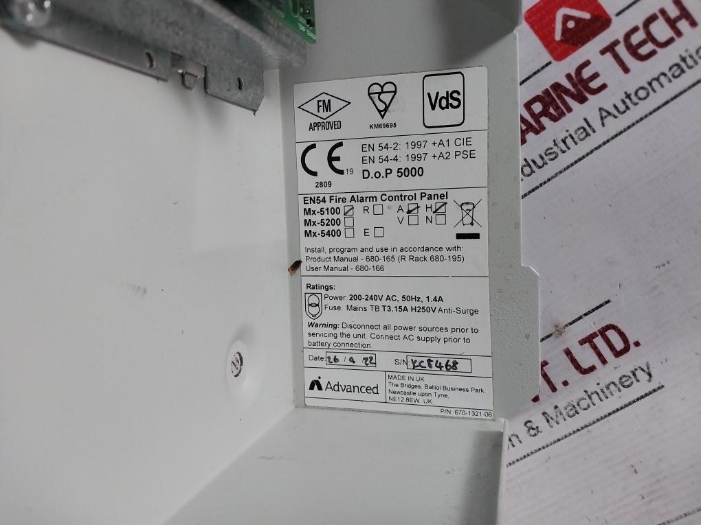 Advanced Mx-5100 A H Single Loop Control Panel P-87654321 Rev 6 2178301