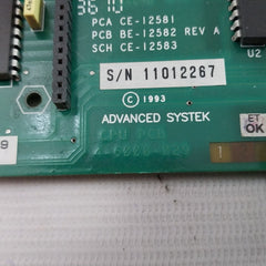 Advanced Systek 4-6000-029 Printed Circuit Board Cpu Be-12582 Rev A