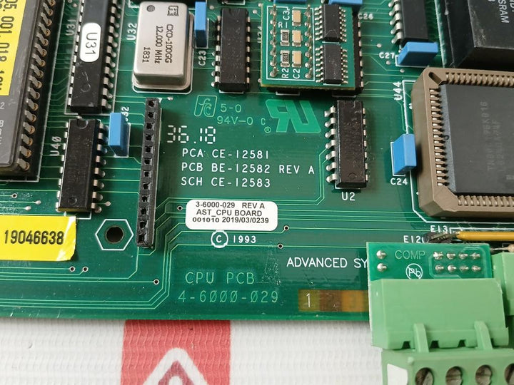 Advanced Systek 4-6000-029 Printed Circuit Board For Cpu 94V-0 Rev.A