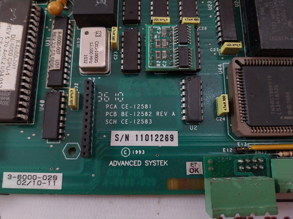 Advanced Systek 4-6000-029 Printed Circuit Board For Cpu Ae-19375 Rev A 1031304