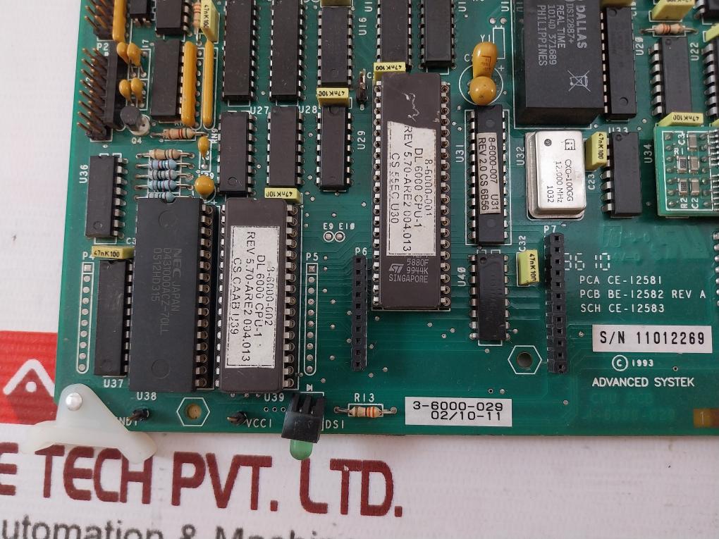 Advanced Systek 4-6000-029 Printed Circuit Board For Cpu Ae-19375 Rev A 1031304