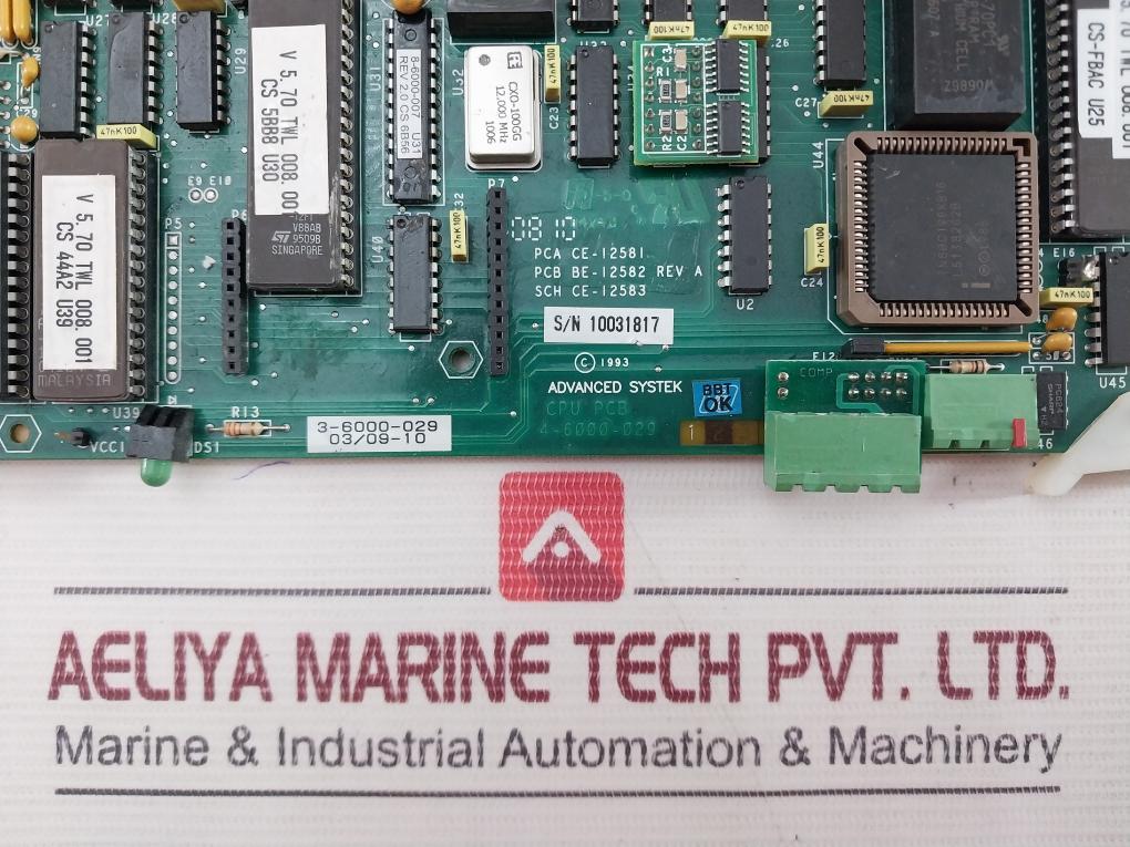 Advanced Systek 4-6000-029 Printed Circuit Board For Cpu Be-12582 Rev A
