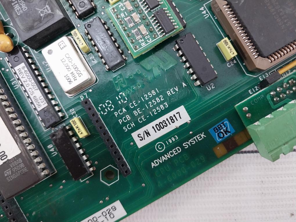 Advanced Systek 4-6000-029 Printed Circuit Board For Cpu Be-12582 Rev A