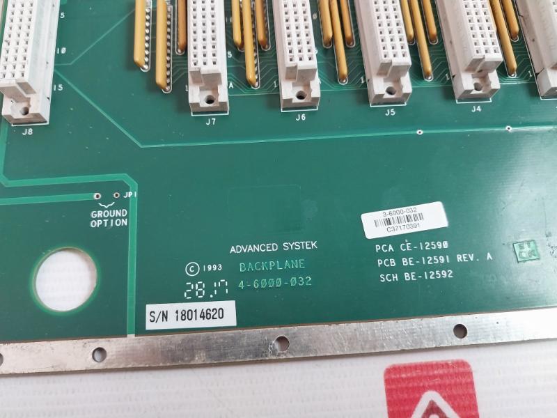 Advanced Systek 4-6000-032 Backplane Module Pcb Be-12591 Rev: A Pca Ce-12590