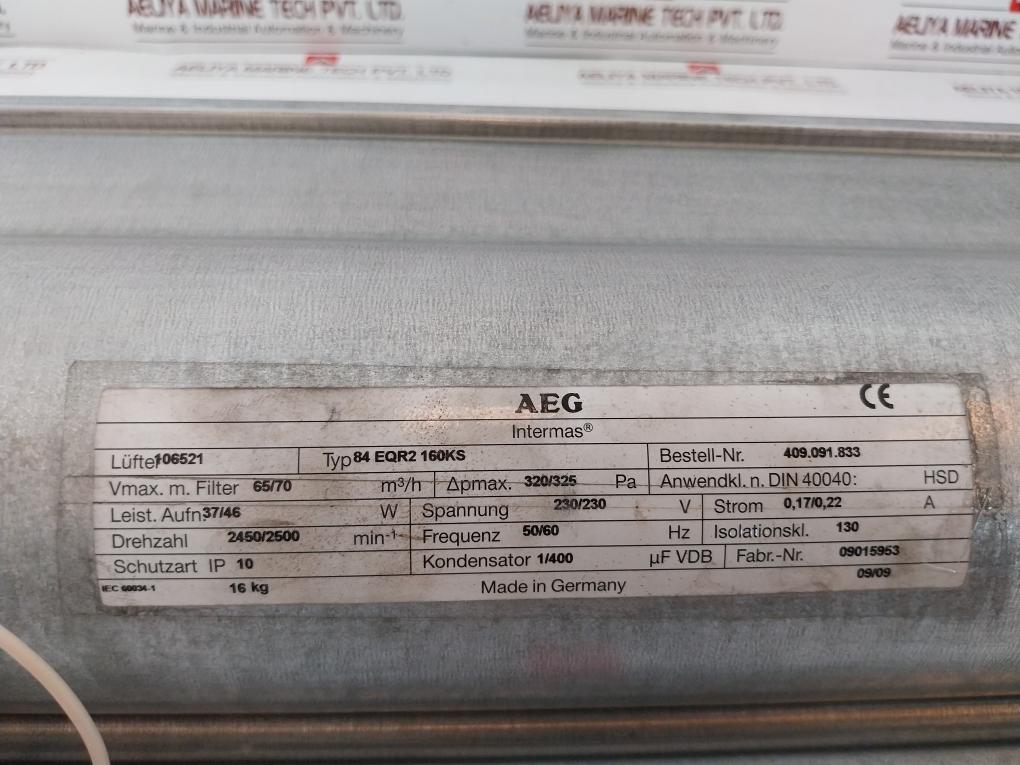Aeg 84 Eqr2 160Ks Fan/Ventilation 230V 50/60Hz 2450Rpm 37/46W Ip10