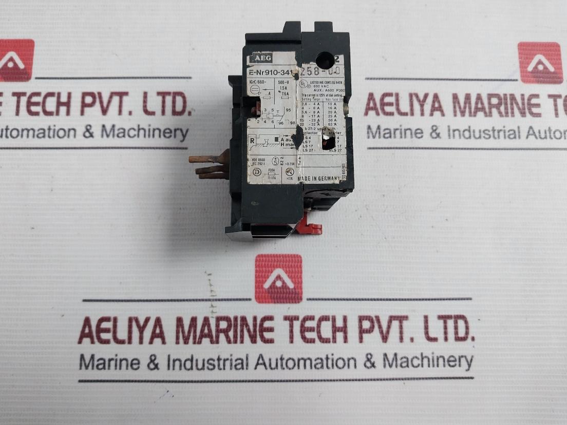 Aeg 910-341 Thermal Overload Relay 600Vac 125% 1.5A 500-v A600 P300