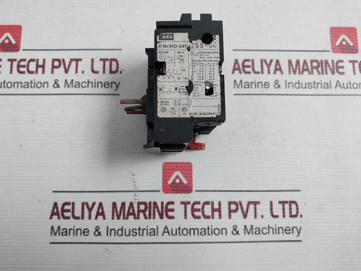 Aeg 910-341 Thermal Overload Relay 600Vac 125% 1.5A 500-v A600 P300