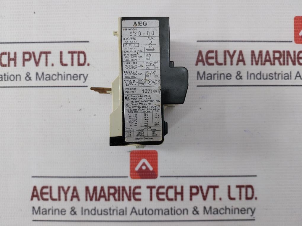 Aeg B17S Thermal Overload Relay 600Vac 16-10 Awg
