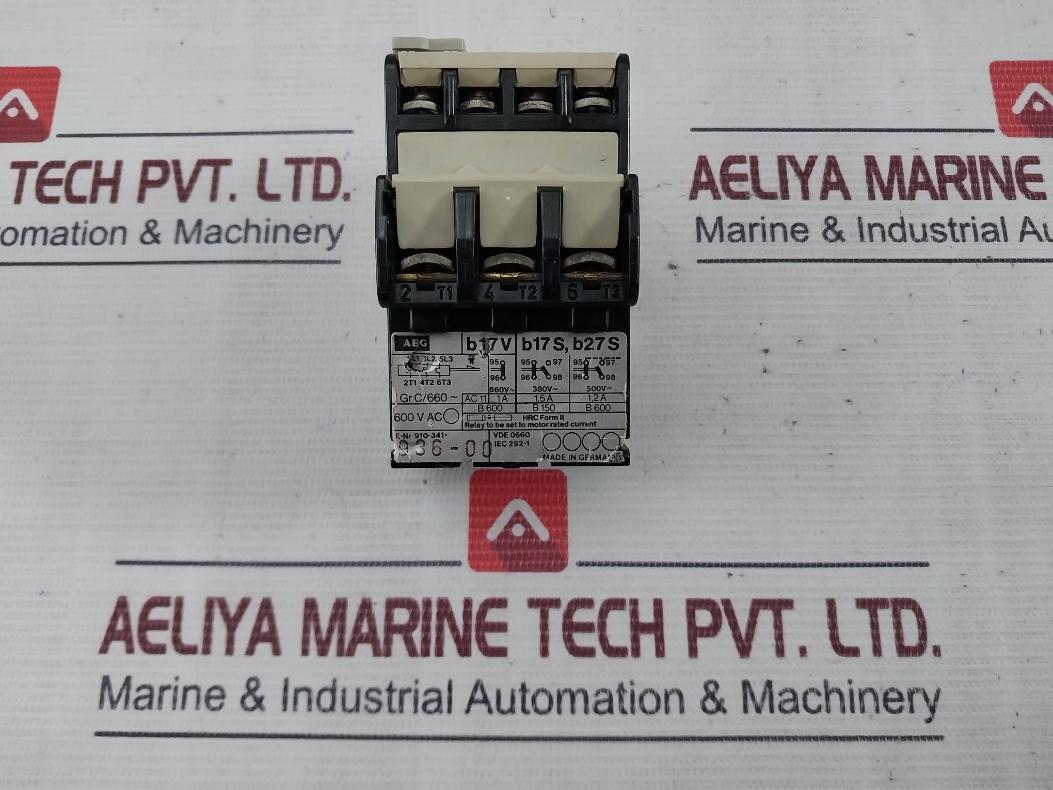 Aeg B 17 Thermal Overload Relay E-nr: 910-341-936-00 8-12 A 600V Ac