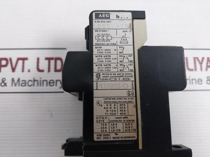 Aeg B27S Thermal Overload Relay Ac 11-500V 1,2A Vde0660 C600 R300