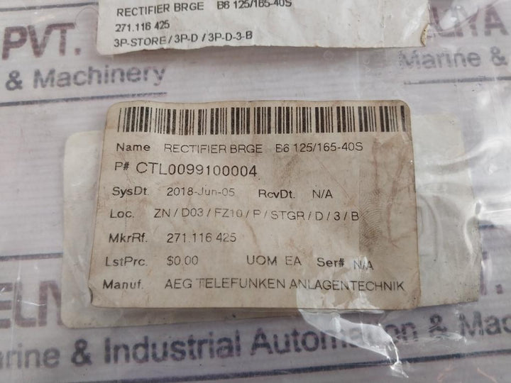Aeg B6 125/165-40S Rectifier Ctl0099100004