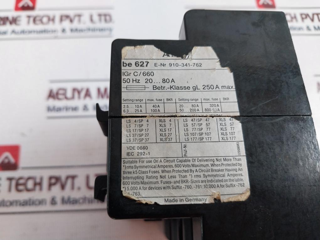 Aeg Be 627 Current Transformer 910-341-762 20-80A 50Hz