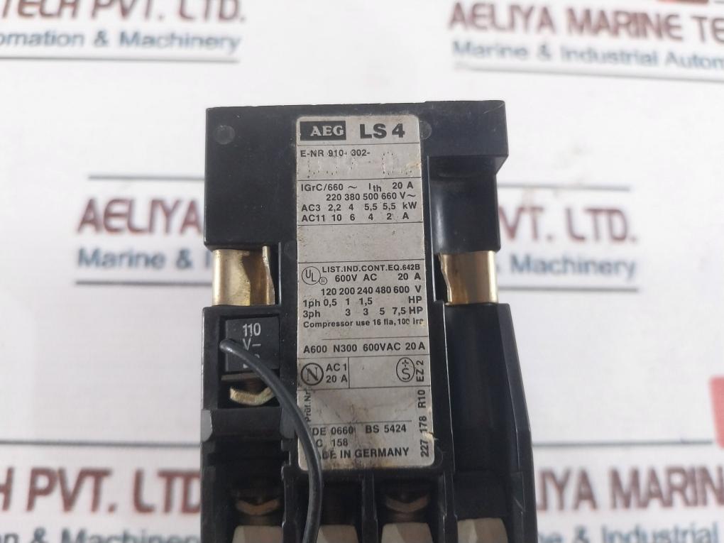 Aeg Ls4 910-302 Contactor 600V Ac 20A