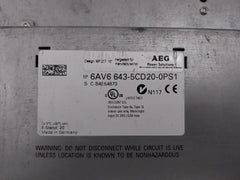 Aeg Mp 277 10" Hmi Touch Panel Siemens 6Av6 643-5Cd20-0Ps1|24V Dc Display