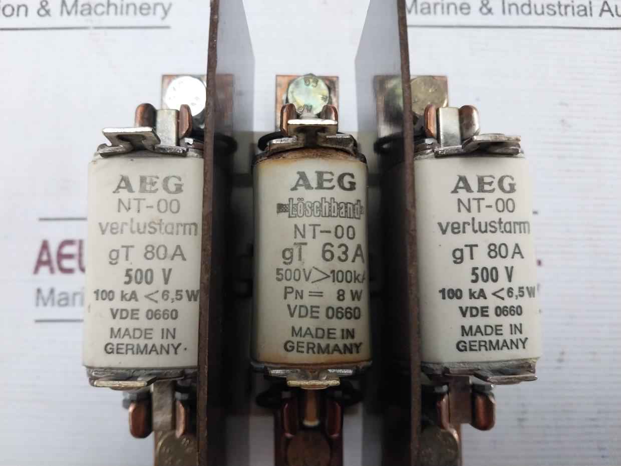 Aeg Nt-00 Fuse Holder With Fuse Gt 80A 100 Ka 6.5W 500V