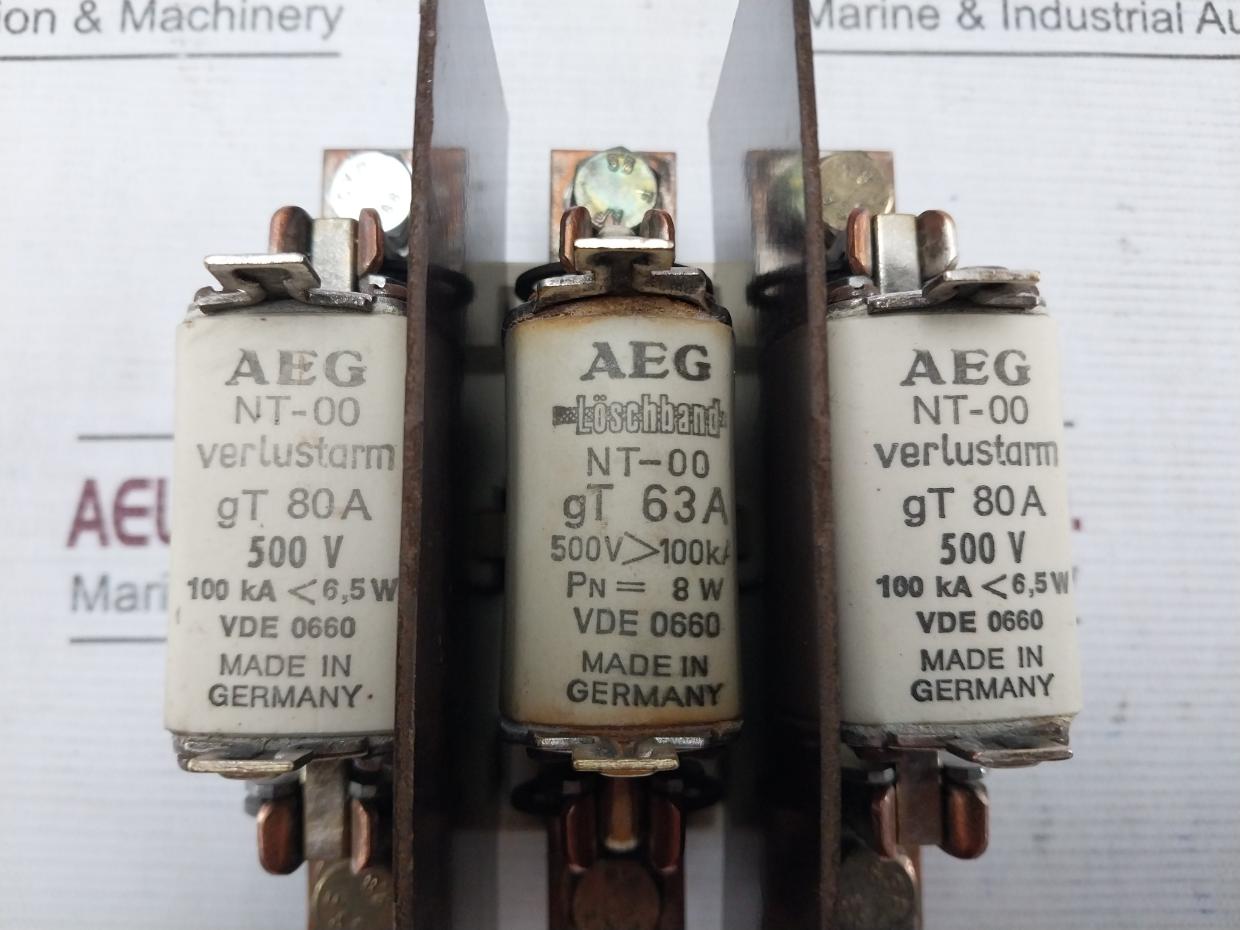 Aeg Nt-00 Fuse Holder With Fuse Gt 80A 100 Ka 6.5W 500V