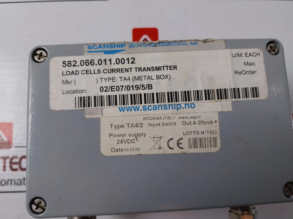 Aep Ta4/2 Load Cells Current Transmitter - 2mv/v Input, 4-20ma Output