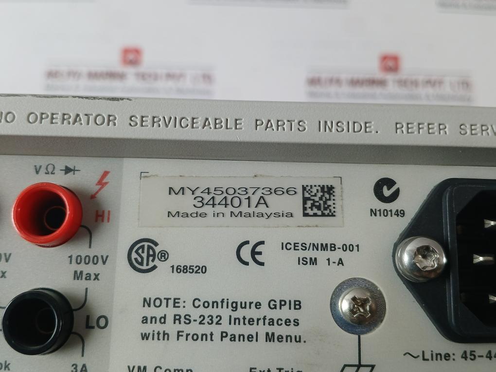 Agilent 34401A Digital Multimeter My45037366 Ices/Nmb-001 5V 45-440 Hz 25Va