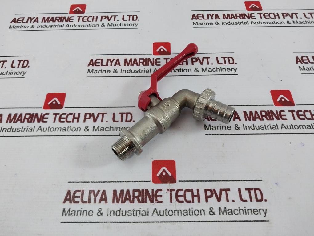 Aglaia 3/8" Stainless Steel Hose Union Tap Red Knob Handle