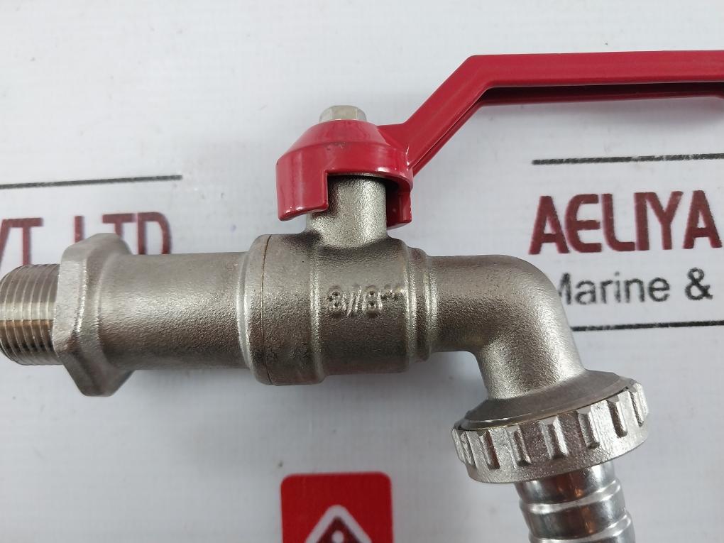 Aglaia 3/8" Stainless Steel Hose Union Tap Red Knob Handle