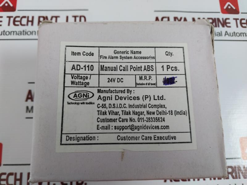 Agni Ad-110 Manual Call Point Abs 24V Dc