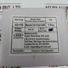Agni Ad-110 Manual Call Point Abs 24V Dc