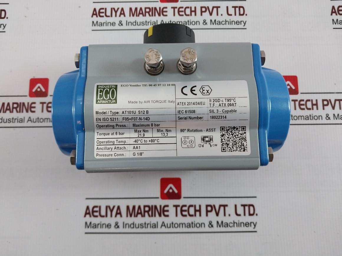 Air Torque At101U S12 B Pneumatic Actuator Pump Aa1 8 Bar -40C To +80C