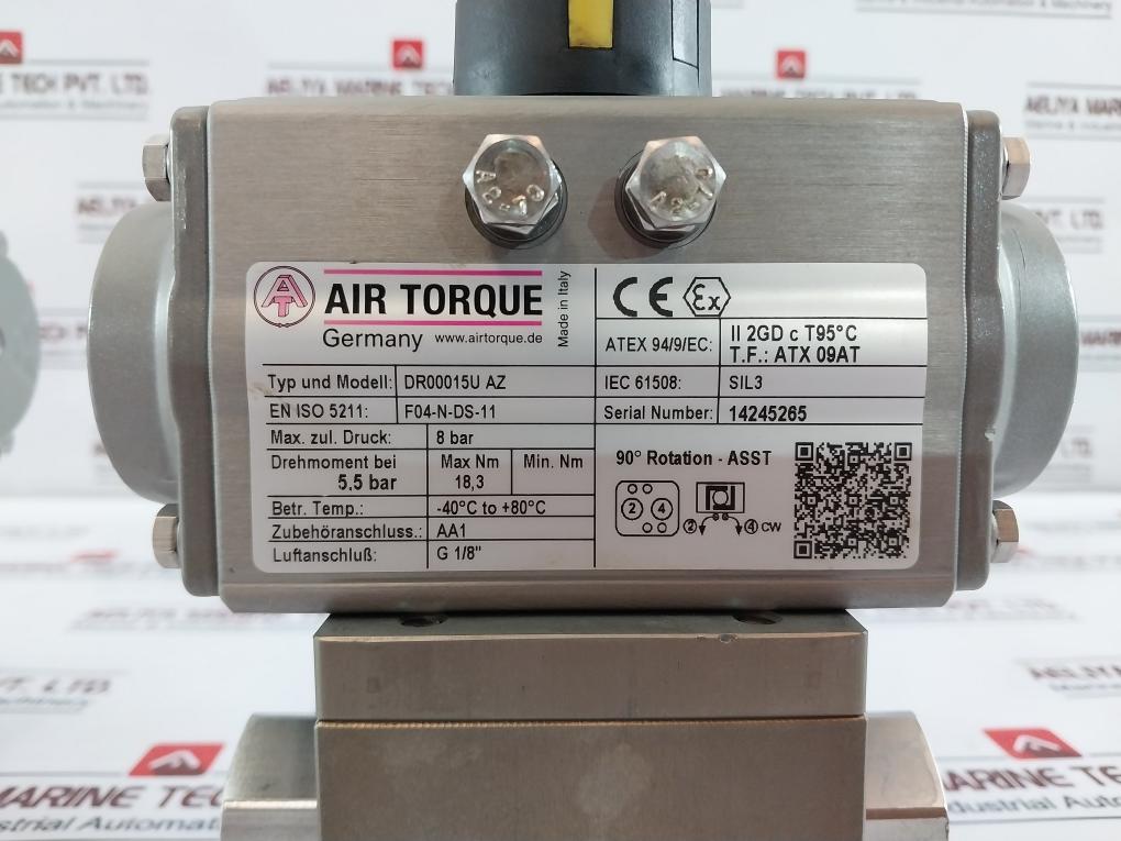 Air Torque Dr00015u Az Pneumatic Actuator With Bypass Ball Valve Dn4-g3/8