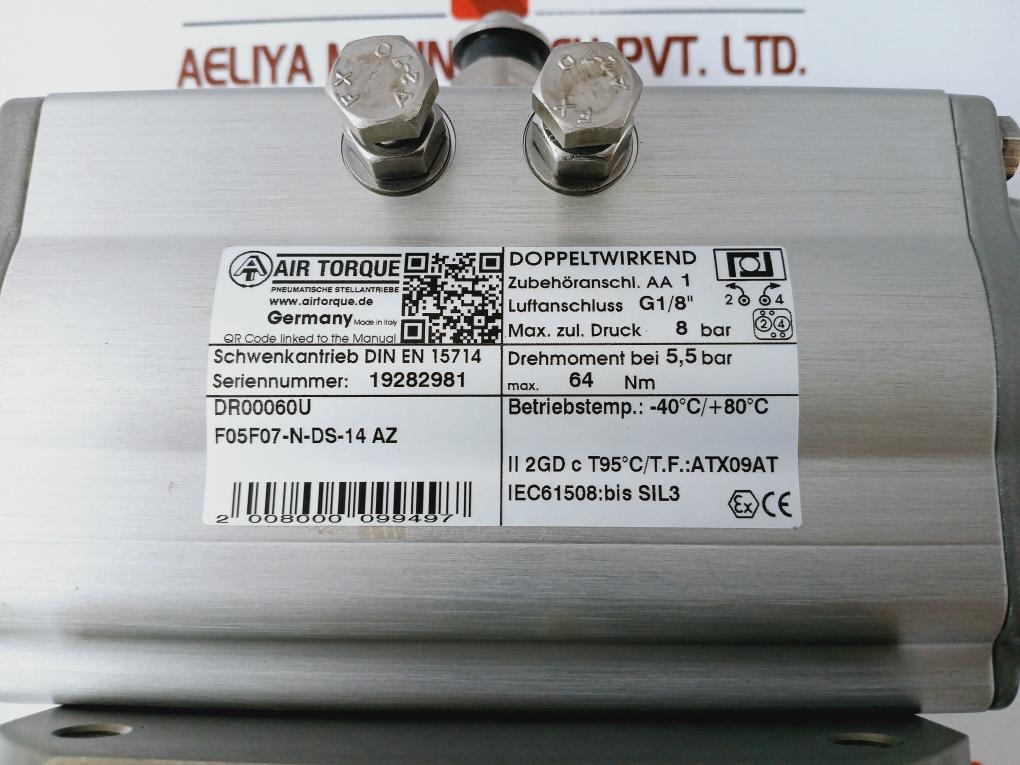 Air Torque Dr00060u F05f07-n-ds-14 Az Pneumatic Actuator 8 Bar