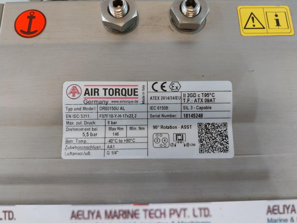 Air Torque DR00150U AL Pneumatic Actuator W/ 6DR5020-0NG30-0AB0/ AF20-F02C-2-A