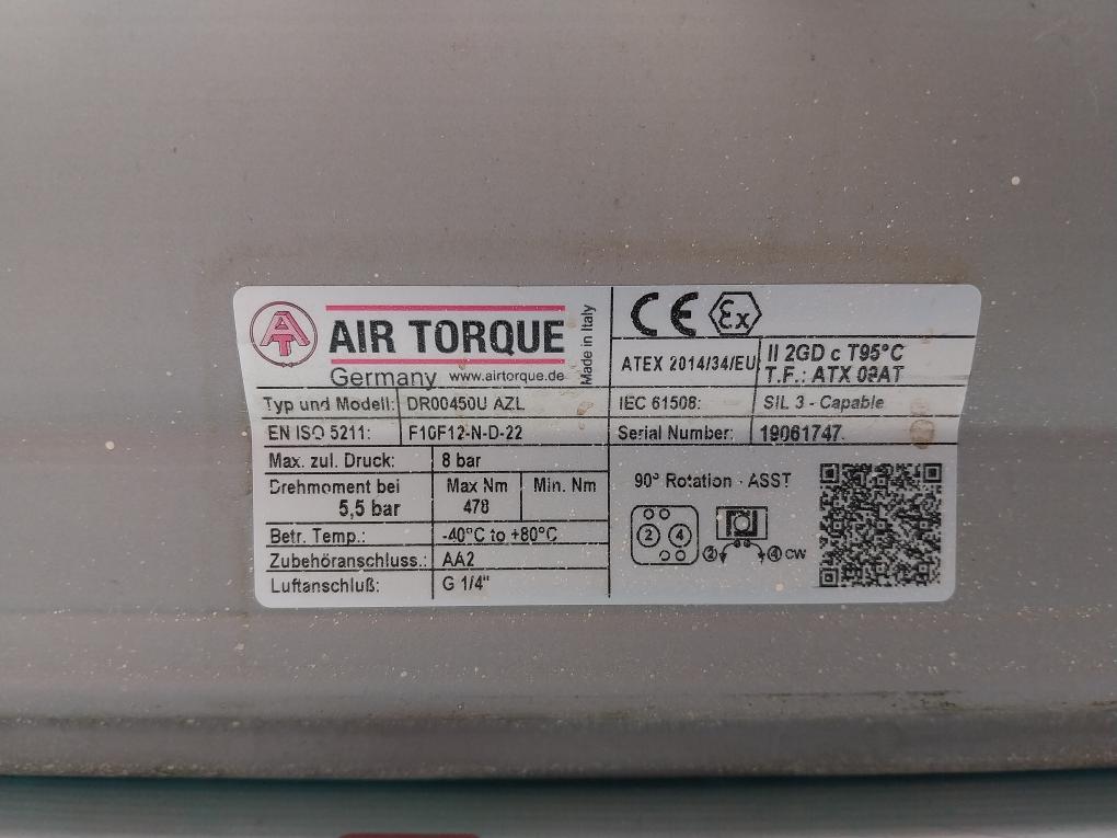 Air Torque DR00450U AZL Pneumatic Actuator W/ 6DR5020-0NG30-0AB0/ AF20-F02C-2A