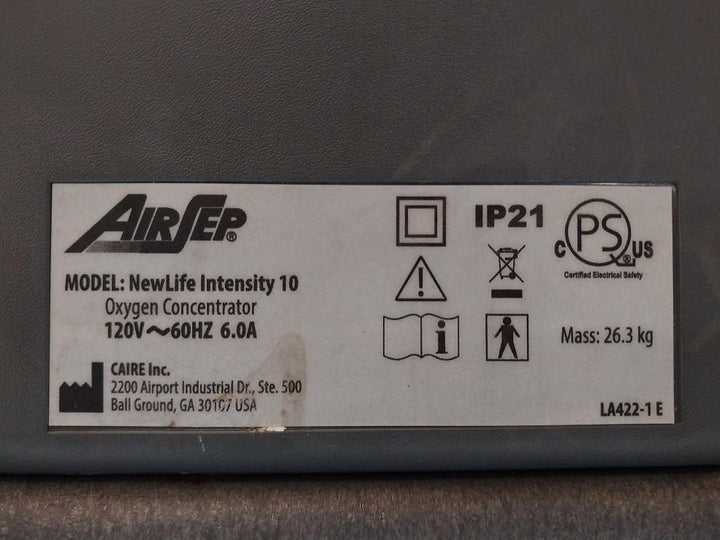 Airsep Newlife Intensity 10 120V 60Hz 6.0A 3Meter As099-101 Oxygen Concentrator
