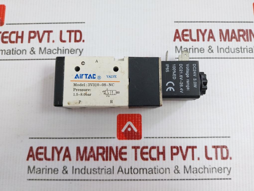 Airtac Solenoid Valve 1.5-8.0 Bar Dc24V 3.0W Ip65 Part No 3V310-08-nc
