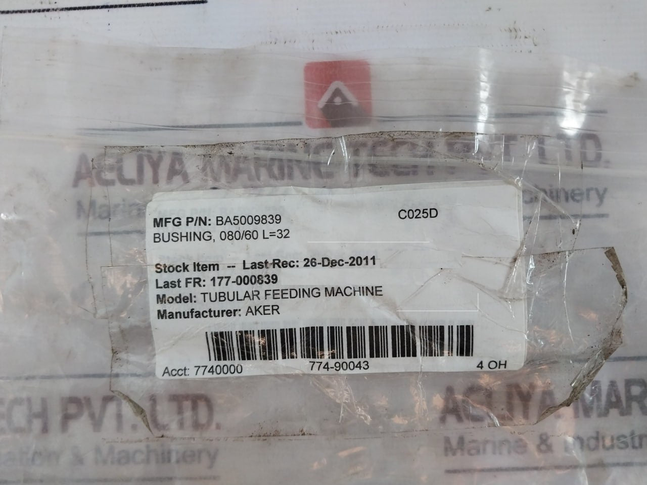 AKER BA5009839 Tubular Feeding Machine 080/60 L=32