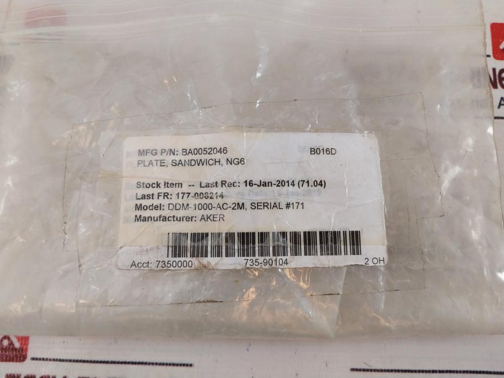 Aker Eb36338 Plate Sandwich Valve Ba0052046, Ddm-1000-ac-2M