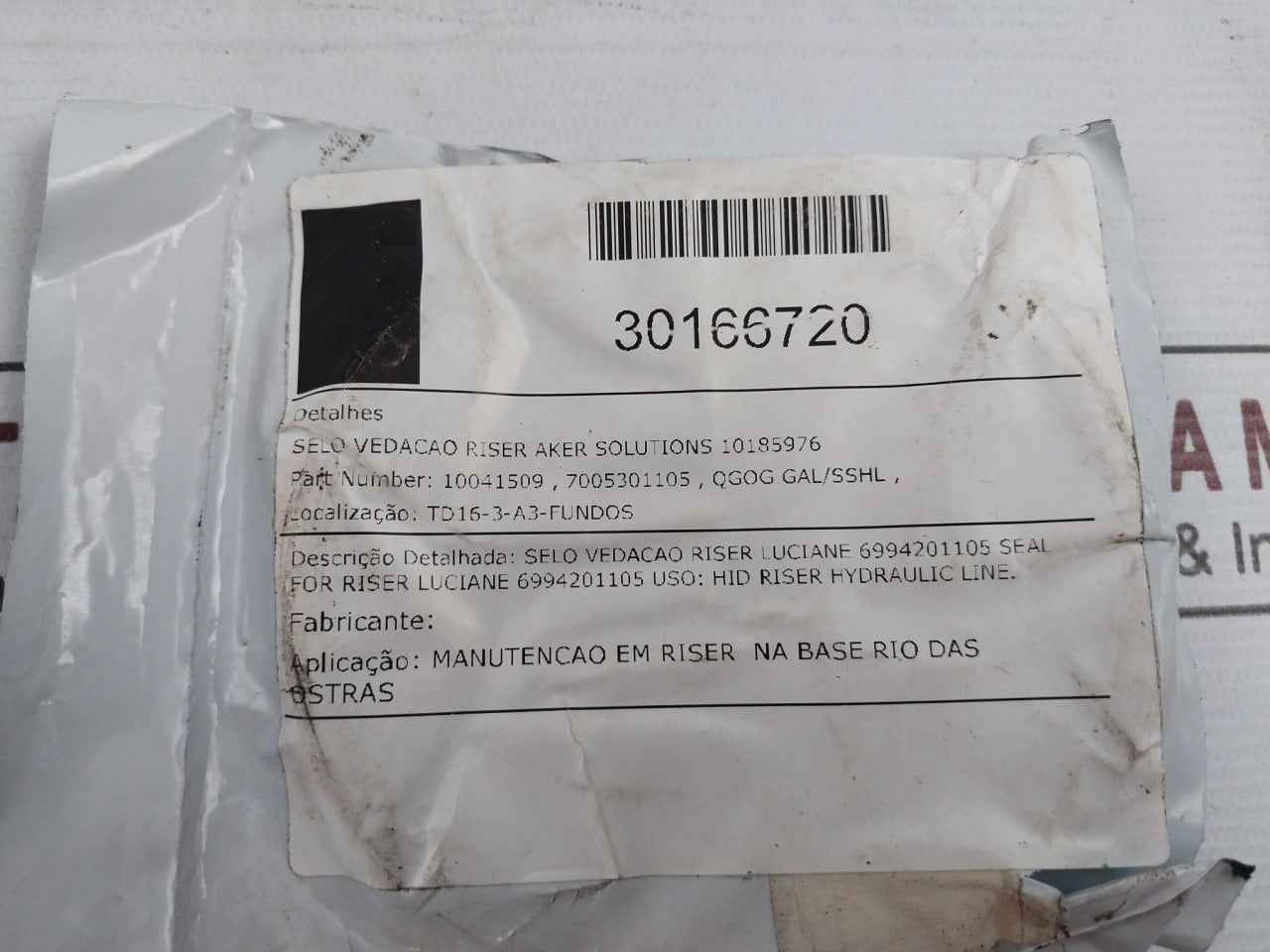 Aker Solutions 10041509 Riser Sealing Seal Hydraulic Line 10041509-03