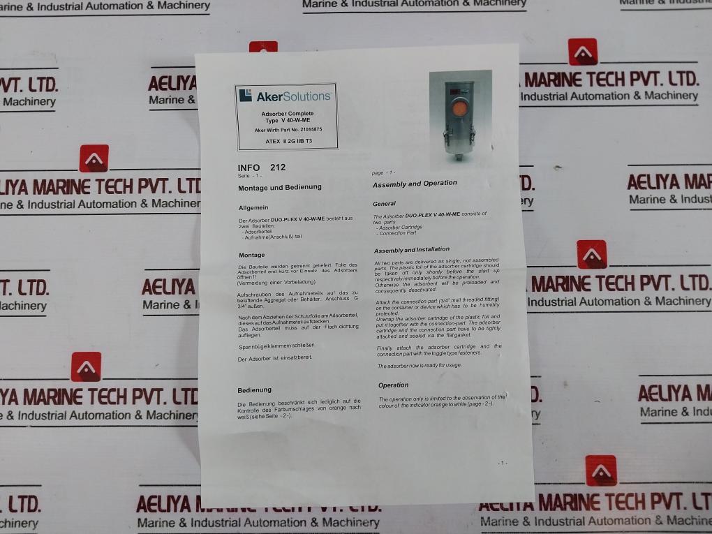 Aker Solutions V 40-w-me Complete Filter Adsorber 21055875