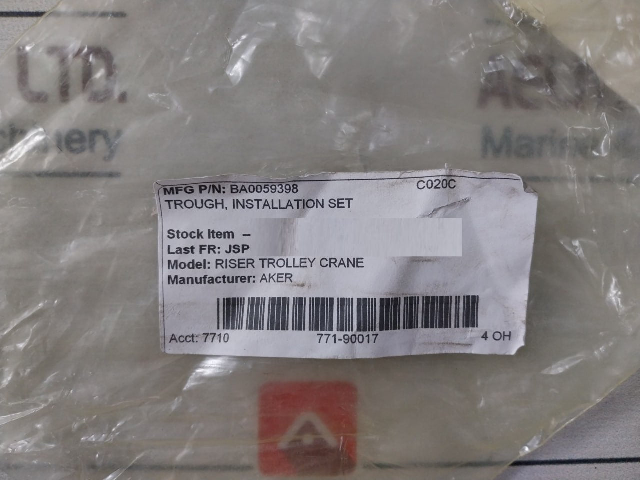 Aker Ba0059398 Trough Installation Set