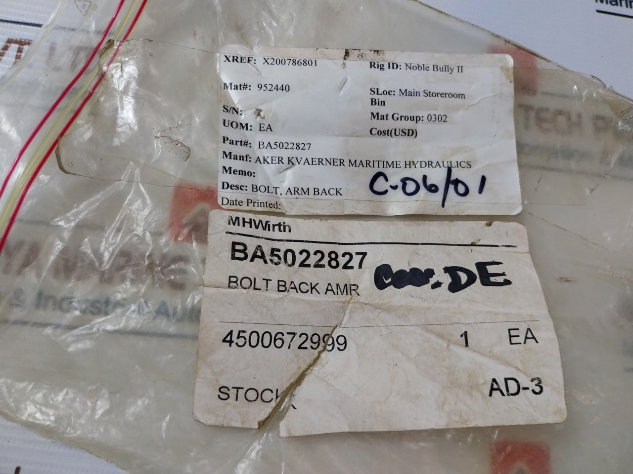 Aker Kvaerner Ba5022827 Arm Back Bolt