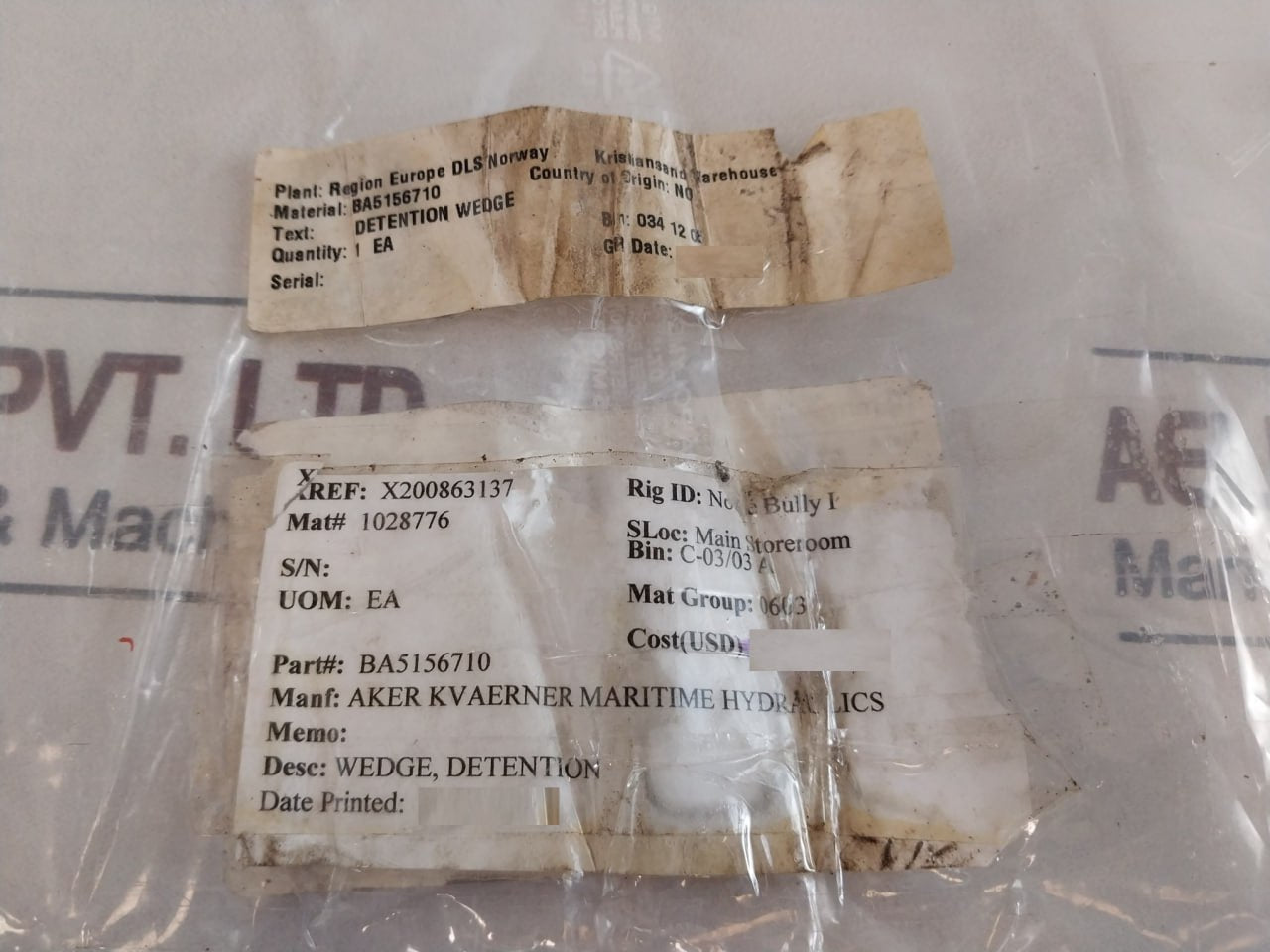 Aker Kvaerner Ba5156710 Detention Wedge 1028776