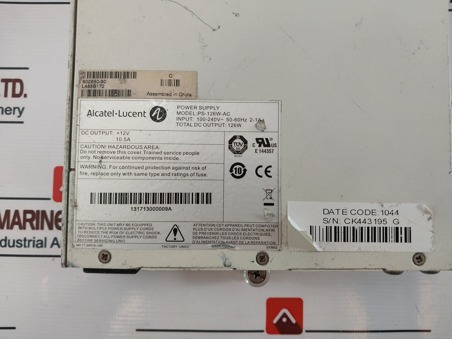 Alcatel-lucent Os6850-48 Network Switch W/ Power Supply Ps-126W-ac 100-240V~