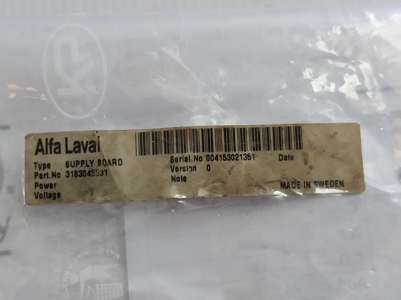 Alfa Laval 3183045531 Supply Board