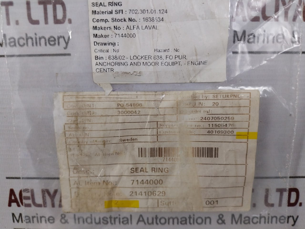 Alfa Laval 7144000 Seal Ring