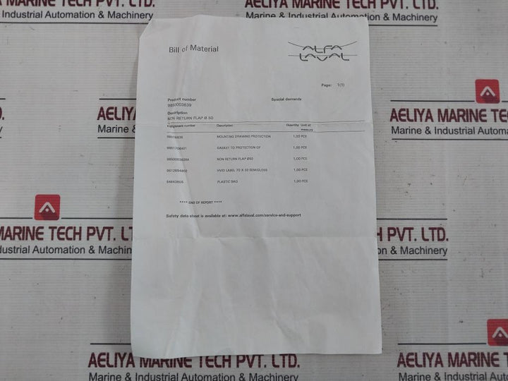 Alfa Laval 9850003639 Non Return Flap Disc Set