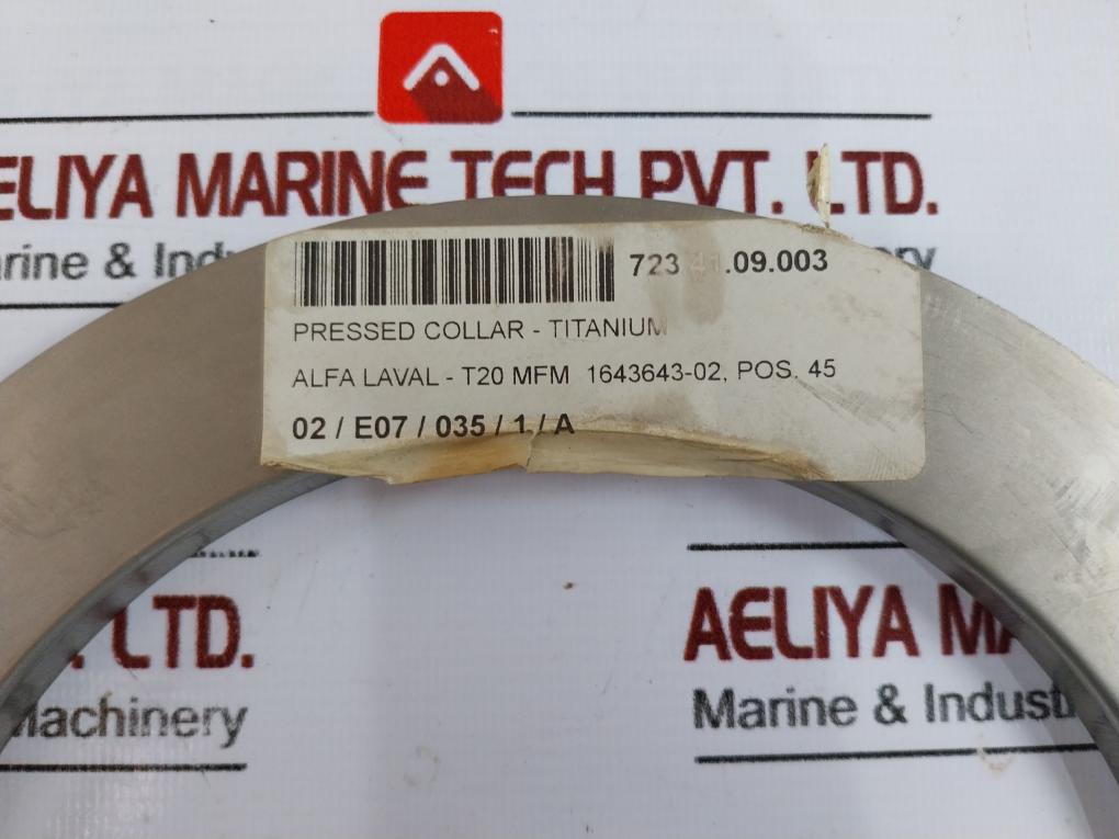 Alfa Laval T20 Mfm Pressed Collar-titanium Sb 265 Gr 1 Cs 5480