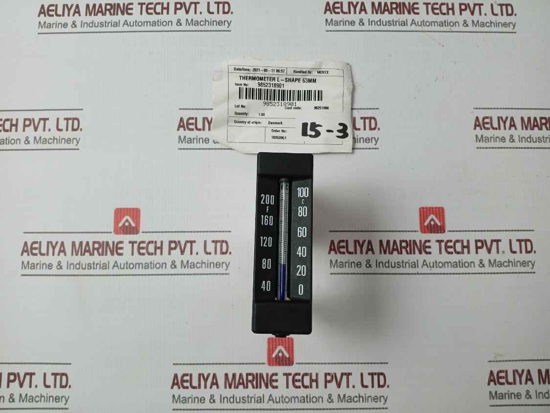 Alfa Laval 9852318901 L-shaped Thermometer 0-100 C/40-200 F New